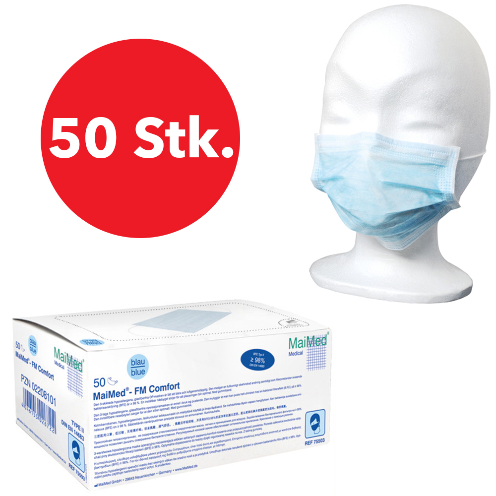 OP-Mundschutz MaiMed - FM Comfort unsteril mit Nasenbügel 50 Stück | online  kaufen