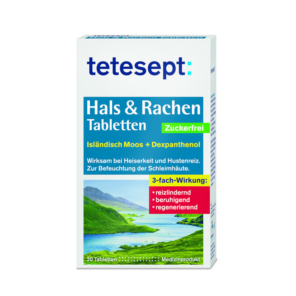 TETESEPT Hals & Rachen Tabletten zuckerfrei Lutschtabletten 20 Stück |  Sanicare | 11349591