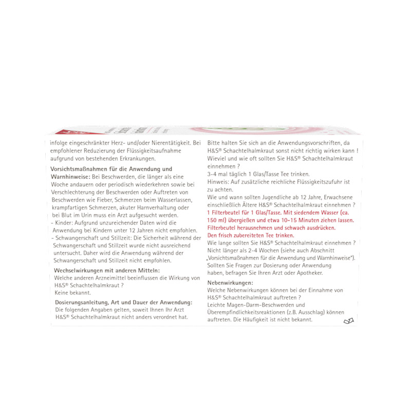 H&S Arzneitee Schachtelhalmkraut 20X2.0 g Filterbeutel