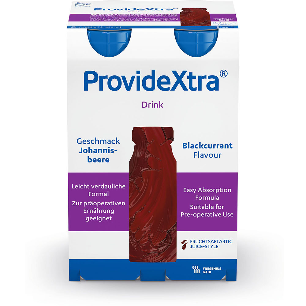 PROVIDE Xtra Drink Johannisbeere Trinkflasche 4X200 ml Lösung
