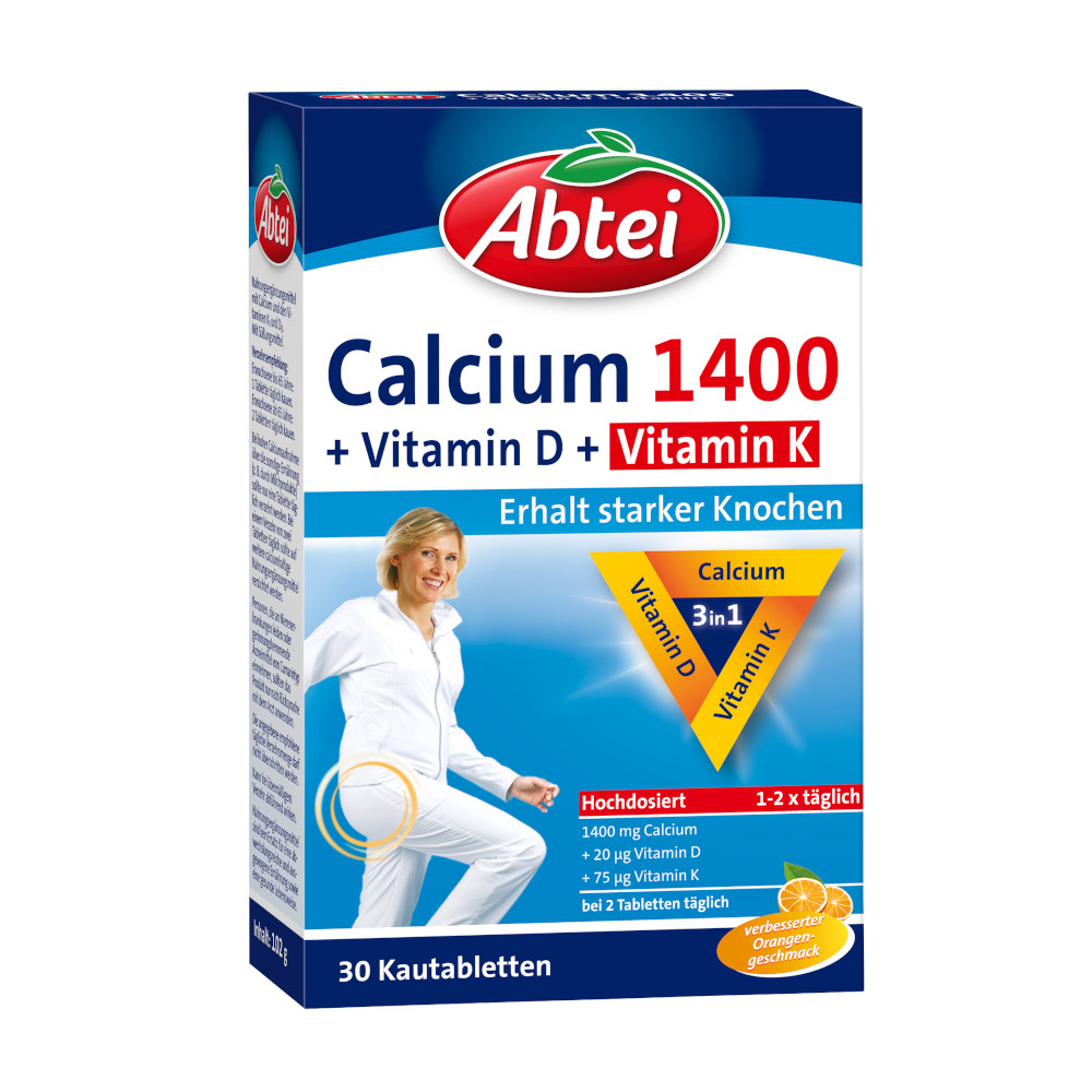 Abtei Calcium 1400+Vitamin D+Vitamin K 30 St Kautabletten