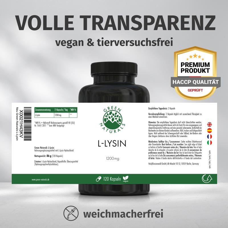 GREEN NATURALS L-LYSIN 1200 mg 120 St Kapseln