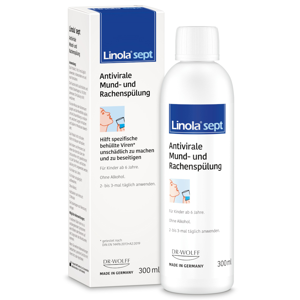 Linola sept Antivirale Mund- und Rachenspülung 300 ml Suspension