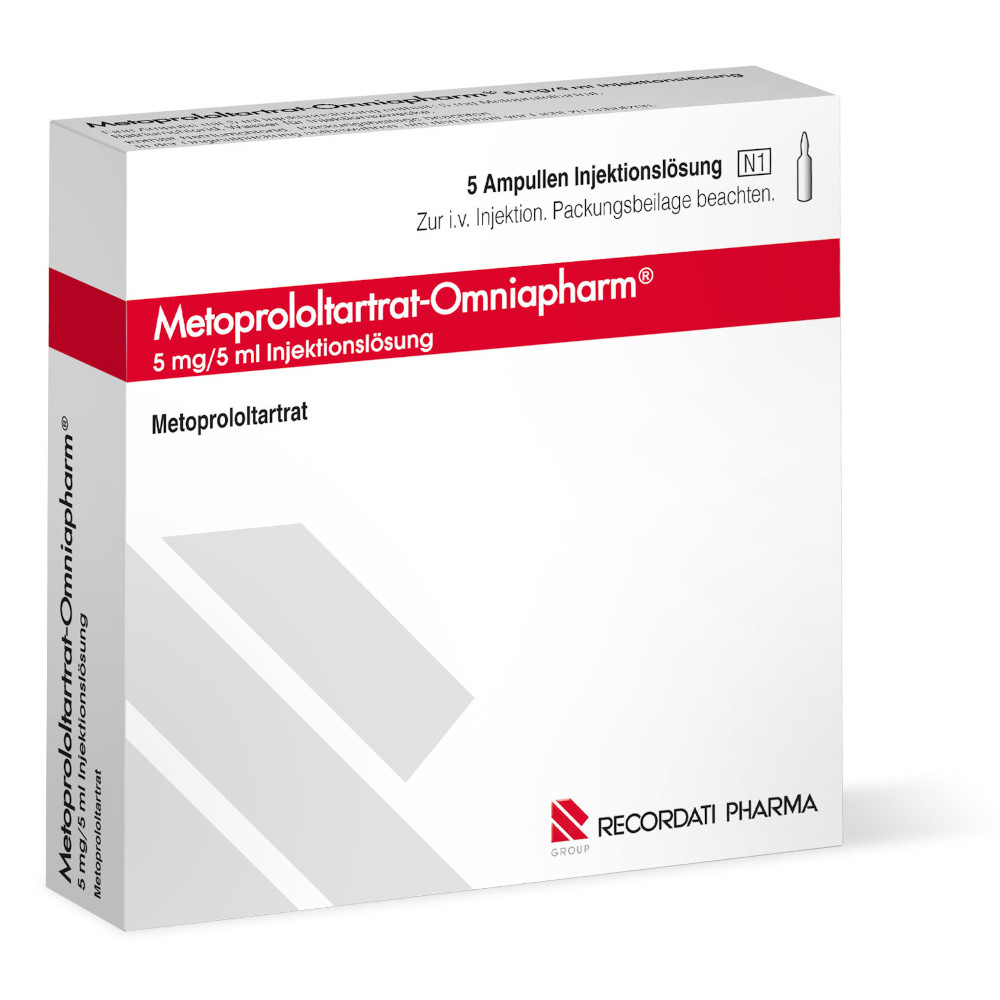 METOPROLOLTARTRAT-Omniapharm 5 mg/5 ml Inj.-Lsg. 5X5 ml Injektionslösung