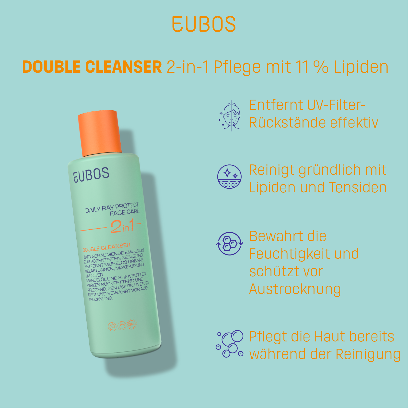 EUBOS DAILY RAY PROTECT FACE CARE 2in1 200 ml Milch