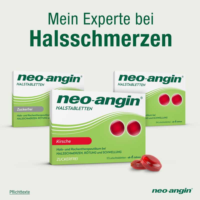 neo-angin HALSTABLETTEN Kirsche ZUCKERFREI 12 St Lutschtabletten