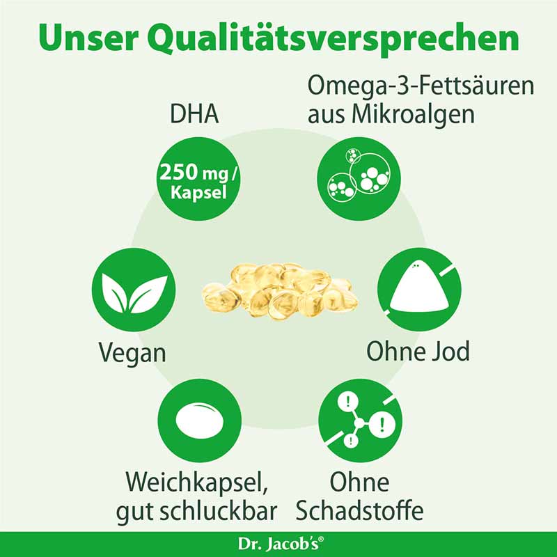 Dr. Jacobs DHA Algenöl vegane Omega-3-Fettsäure  60 St Kapseln