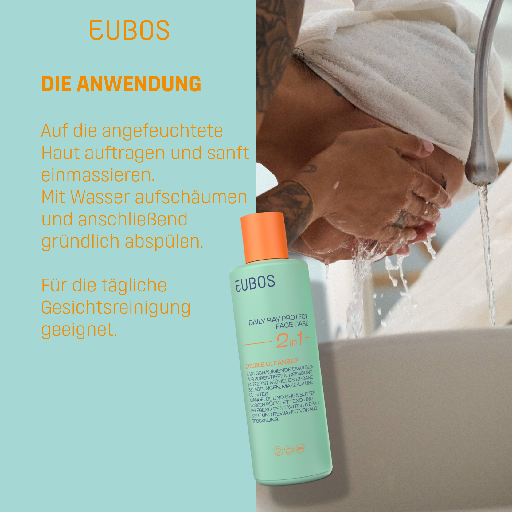 EUBOS DAILY RAY PROTECT FACE CARE 2in1 200 ml Milch