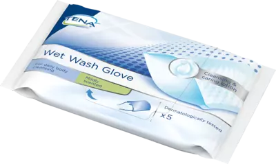 TENA WET Wash Glove parfümiert 15x23 cm blau 5 St