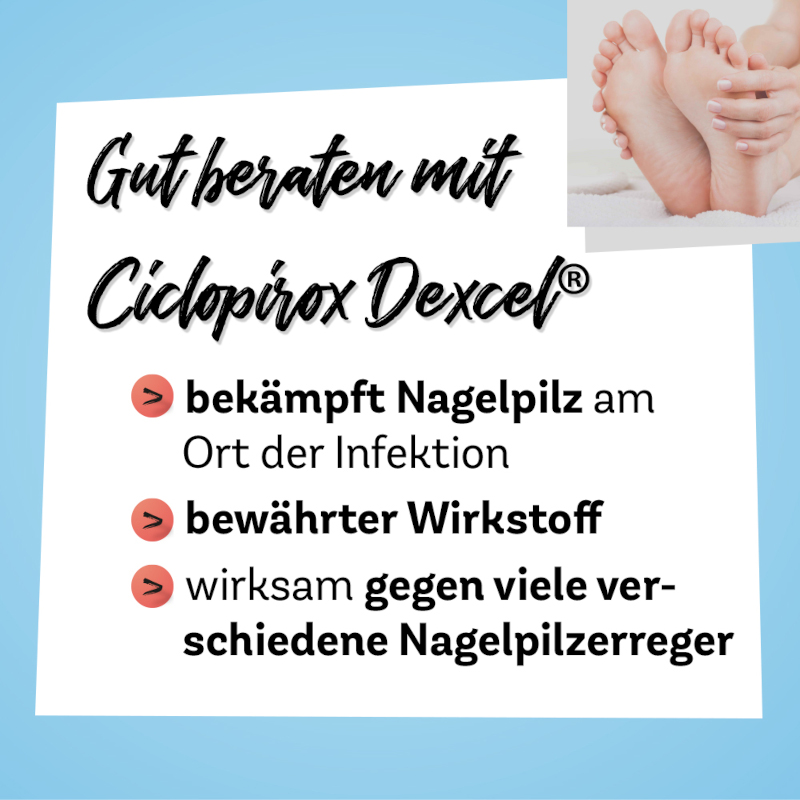 Ciclopirox Dexcel 80 mg/g gegen Nagelpilz 3.3 ml Wirkstoffhaltiger Nagellack