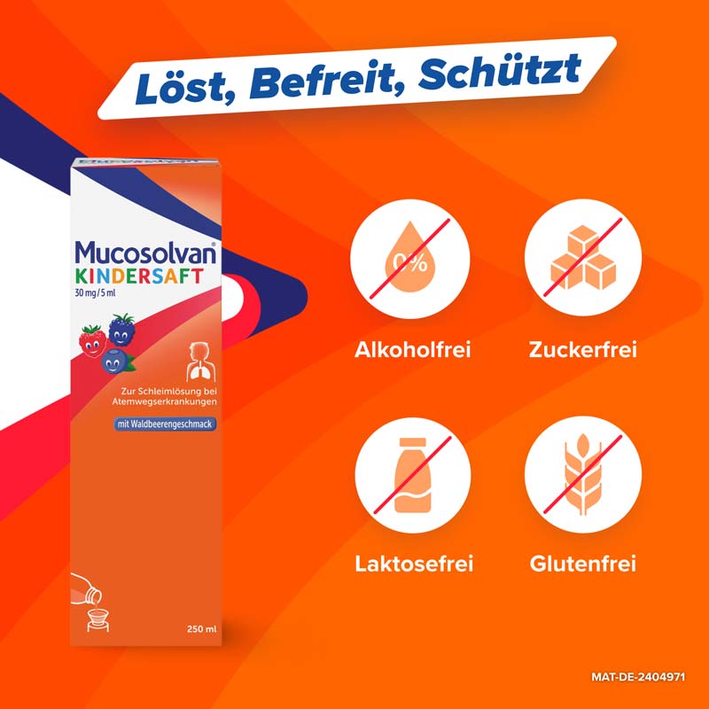 MUCOSOLVAN Kindersaft - Schleimlöser bei Husten 250 ml Lösung zum Einnehmen