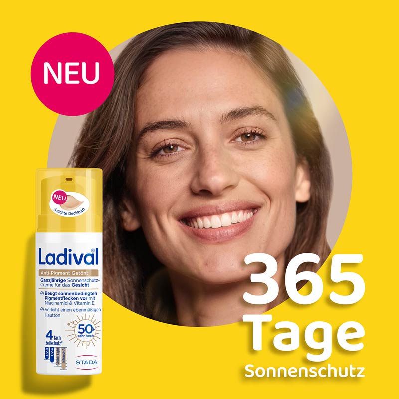 Ladival Anti-Pigment Getönt Sonnenschutz-Creme Gesicht LSF 50+: Sonnencreme Anti-Pigmentflecken mit Niacinamid & Vitamin E, kaschierende BB Cream für ebenmäßige Haut, nicht komedogen mit leichter Deckkraft, 50 ml