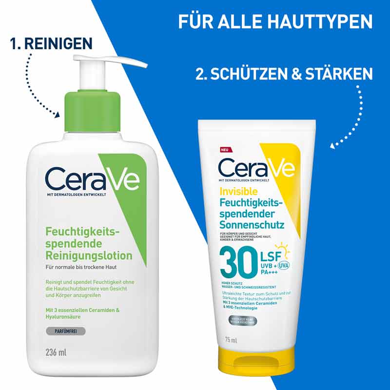 CeraVe Invisible Feuchtigkeitsspendender Sonnenschutz LSF 30 75 ml Lotion