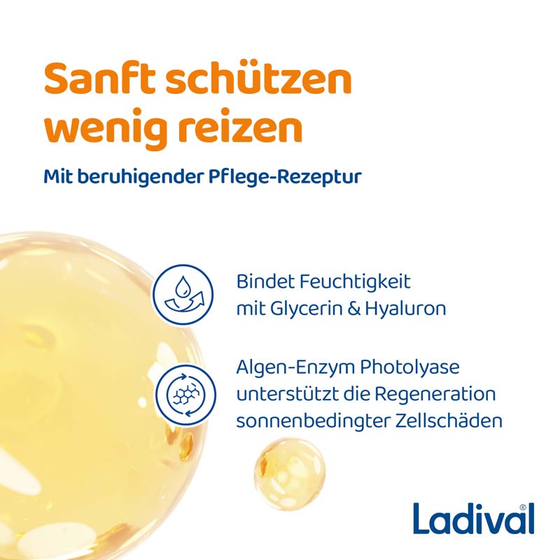 Ladival Empfindliche & Normale Haut Sonnenschutz-Lotion LSF 30: Sonnencreme für das Gesicht bei empfindlicher und normaler Haut, mit 4-fach Zellschutz, Hyaluronsäure & Photolyase, 50ml