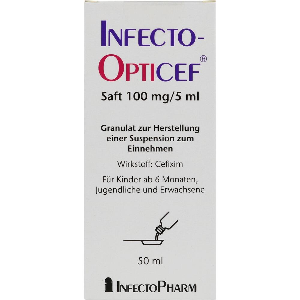 INFECTOOPTICEF Saft 100 mg/5 ml Gran.z.Sus.-Herst. 50 ml Granulat zur Herstellung einer Suspension zum Einnehmen