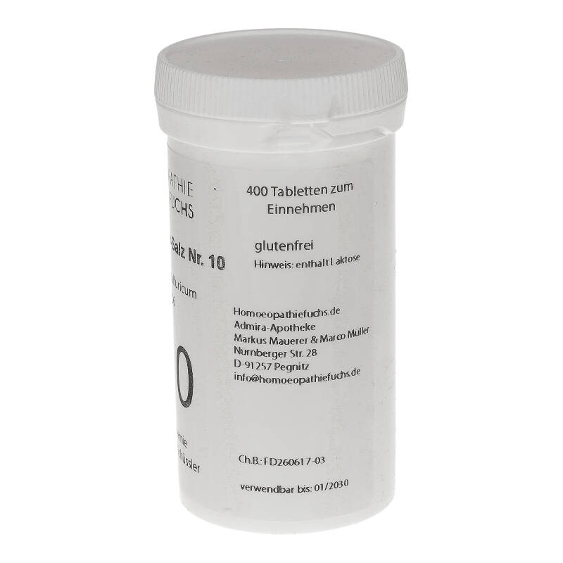 HOMOEOPATHIEFUCHS Schüssler-Salz Nummer 10 Natrium sulfuricum D6 Biochemie 400 St Tabletten