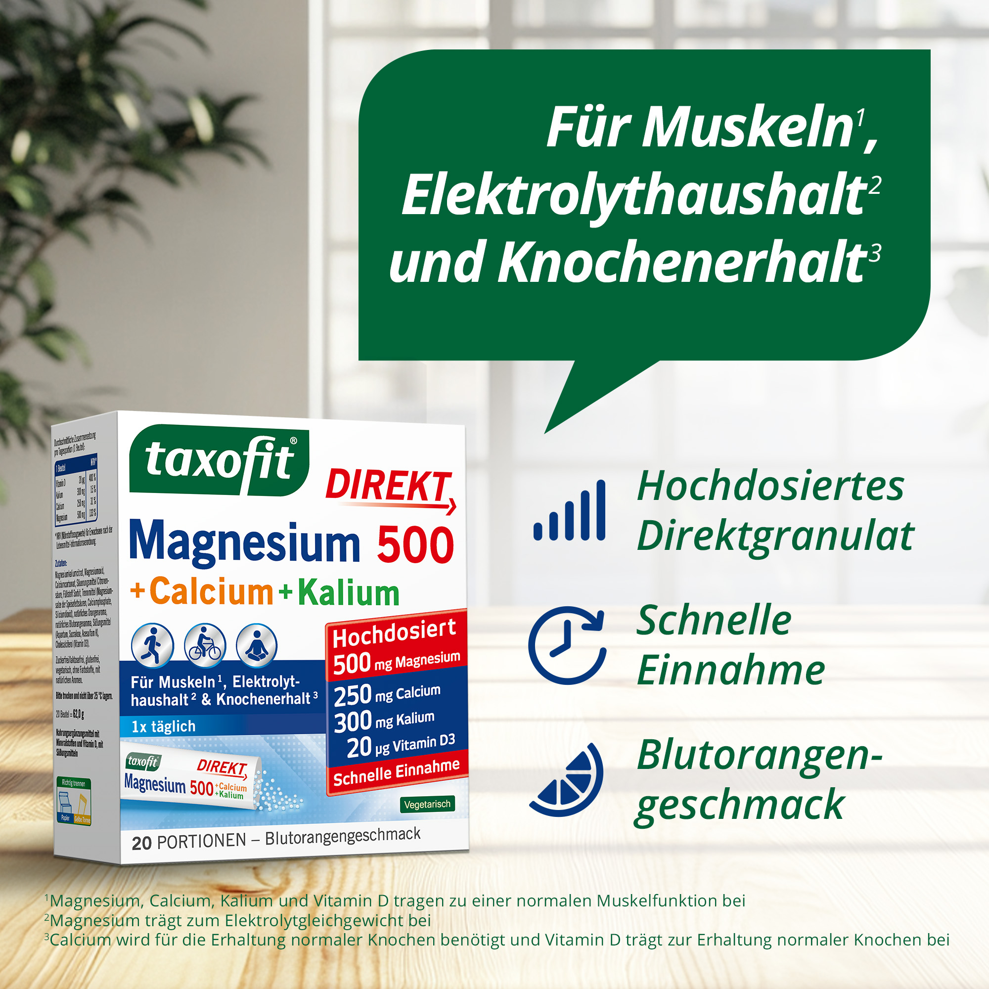 taxofit DIREKT Magnesium 500 + Calcium + Kalium 20 St Granulat