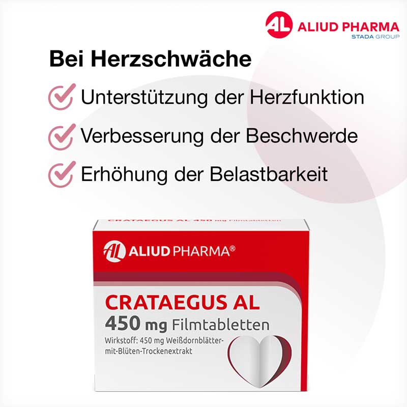 Crataegus AL 450 mg Filmtabletten bei nachlassender Herzleistung
