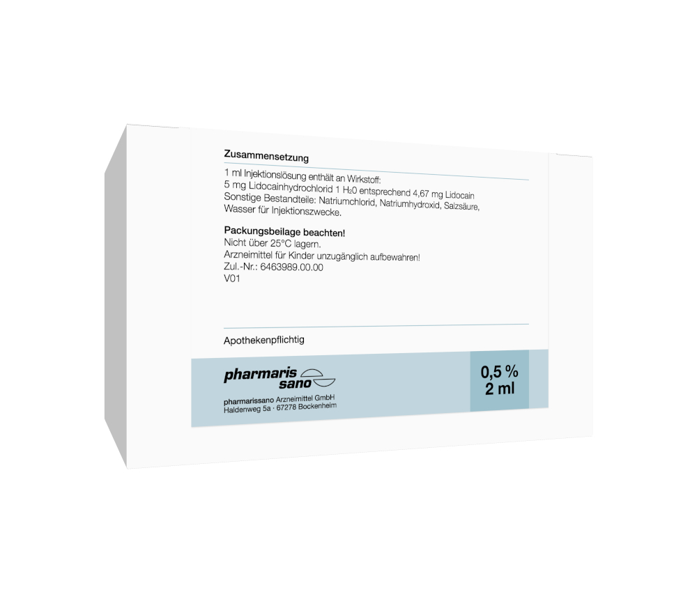 Lidocain pharmarissano 0,5% Ampulle 2 ml 100X2 ml Injektionslösung