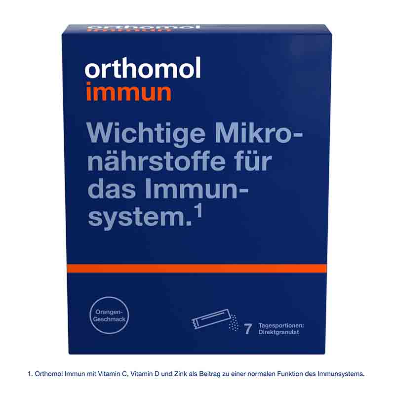 orthomol immun - Mikronährstoffe mit Vitamin C, Vitamin D und Zink - Direktgranulat Orangen-Geschmack