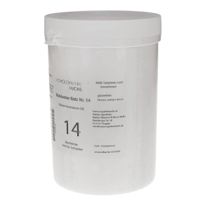 HOMOEOPATHIEFUCHS Schüssler-Salz Nummer 14 Kalium Bromatum D6 Biochemie 4000 St Tabletten