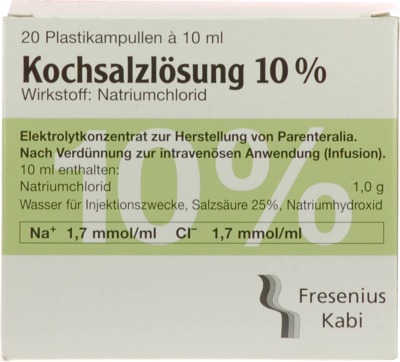KOCHSALZLÖSUNG 10% Infusionslösungskonzentrat 20X10 ml Infusionslösungskonzentrat