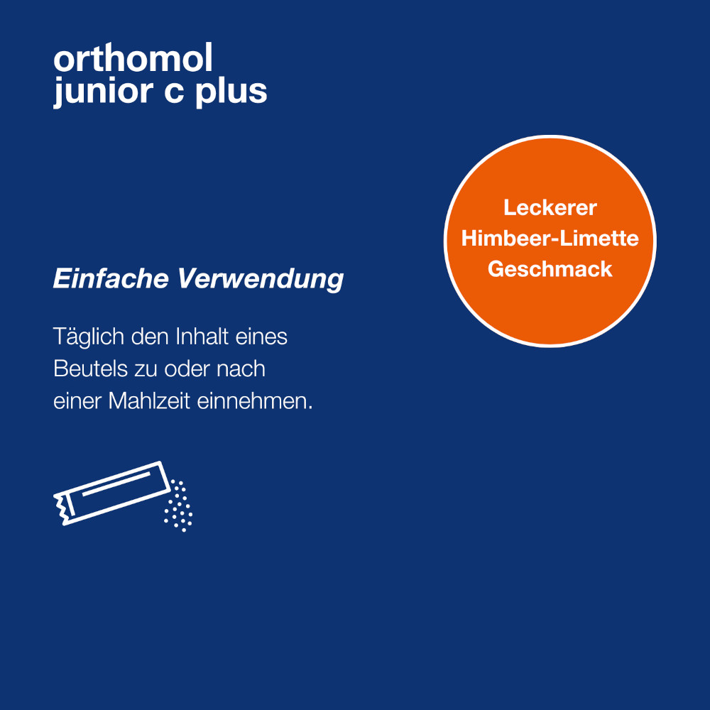 orthomol junior c plus - mit Vitamin C - Himbeer/Limetten-Geschmack - Direktgranulat