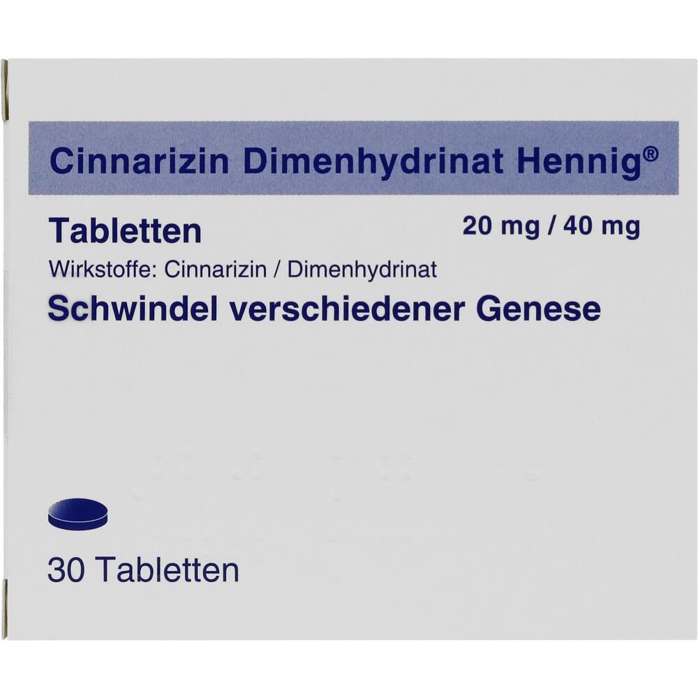 CINNARIZIN Dimenhydrinat Hennig 20 mg/40 mg Tabl. 30 St Tabletten