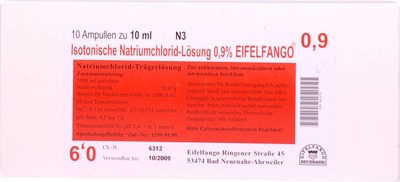 ISOTONISCHE NaCl Lösung 0,9% Eifelfango Inj.-Lsg. 10X10 ml Injektionslösung
