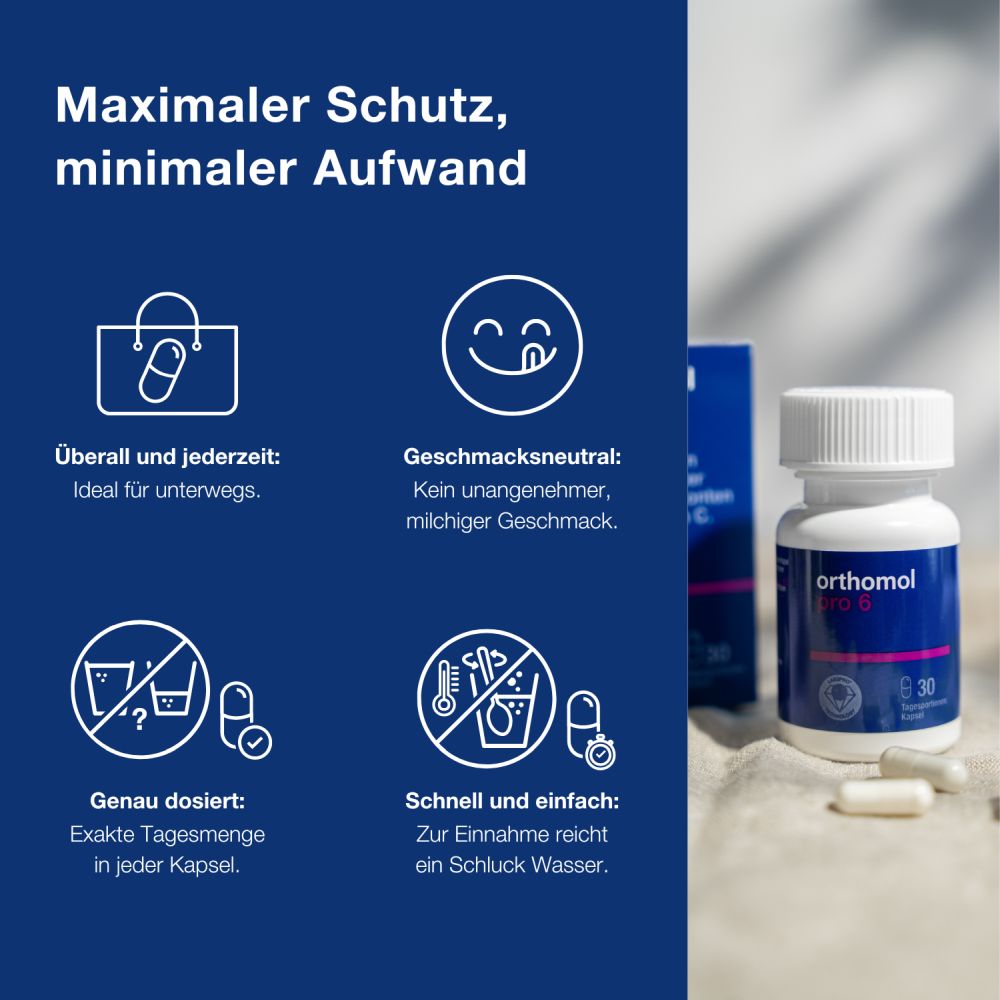 orthomol pro 6 - mit einer Kombination ausgewählter Darmsymbionten und Vitamin C - Kapseln