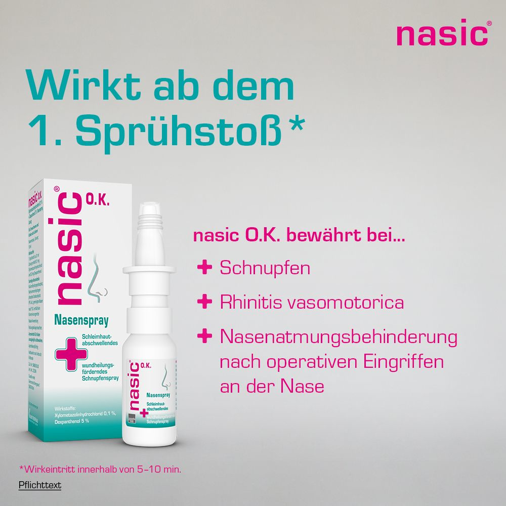 nasic O.K. Nasenspray Erwachsene und Schulkinder 10 ml Nasenspray