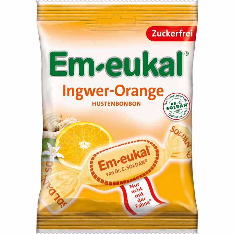 Em-eukal Ingwer-Orange zuckerfrei 75 g Bonbons