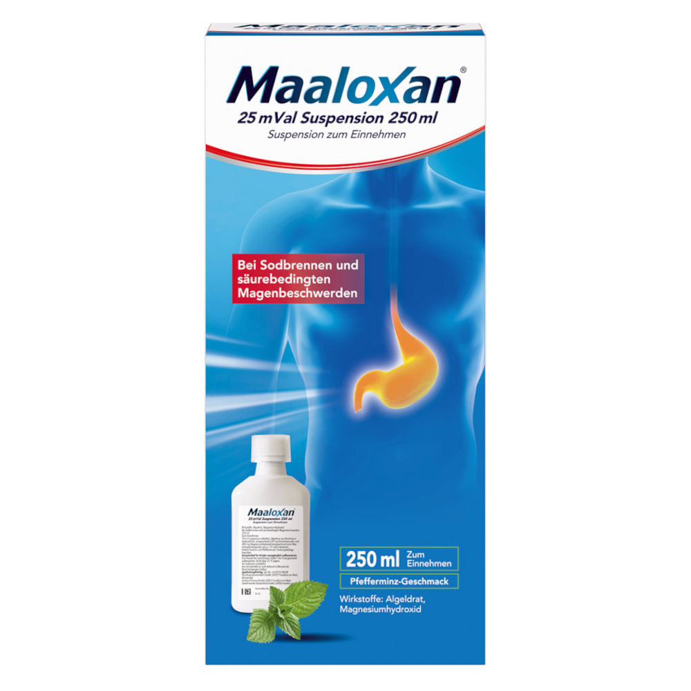MAALOXAN Suspension bei Sodbrennen & Magenschmerzen 250 ml Suspension