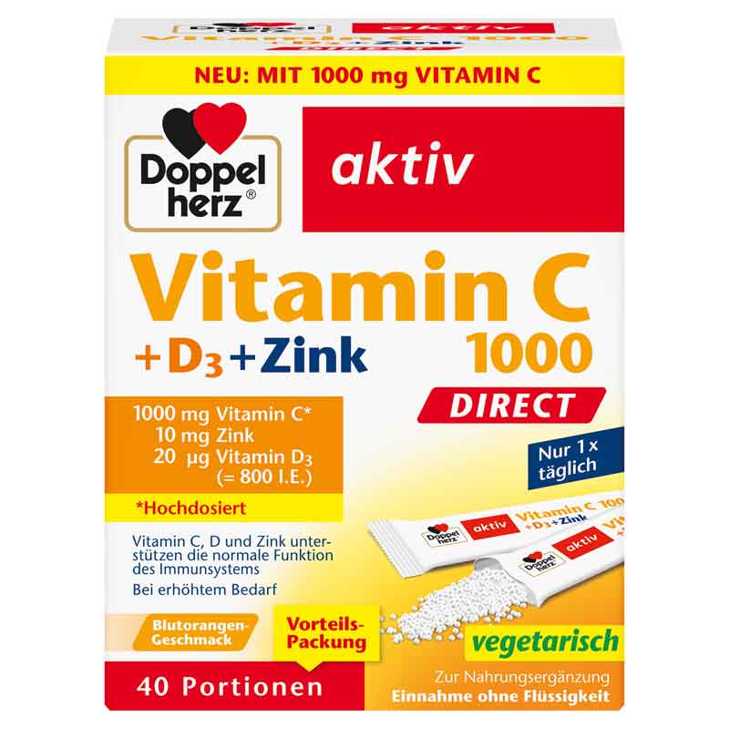 Doppelherz aktiv Vitamin C 1000 + D3 + Zink DIRECT 40 St Pellets