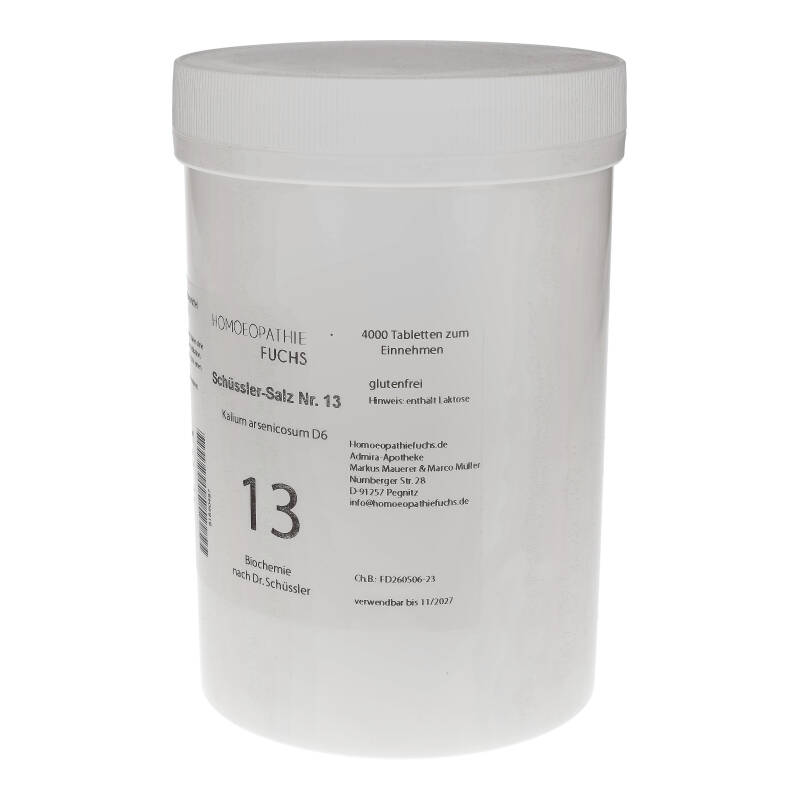 HOMOEOPATHIEFUCHS Schüssler-Salz Nr. 13 Kalium Arsenicosum D6 Biochemie 4000 St Tabletten