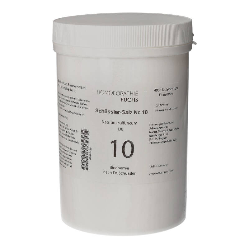 HOMOEOPATHIEFUCHS Schüssler-Salz Nummer 10 Natrium sulfuricum D6 Biochemie 4000 St Tabletten