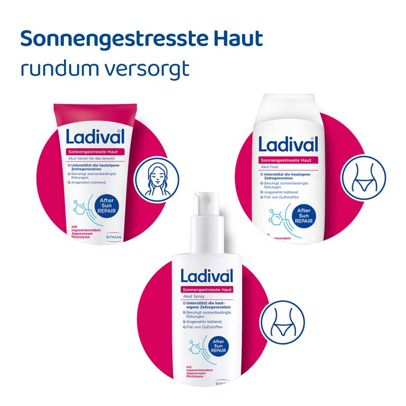 Ladival Sonnengestresste Haut Akut, After Sun Repair für den Körper, regeneriert mit Photolyase, feuchtigkeitsspendend und kühlend, mit Panthenol und Vitamin E, 200ml