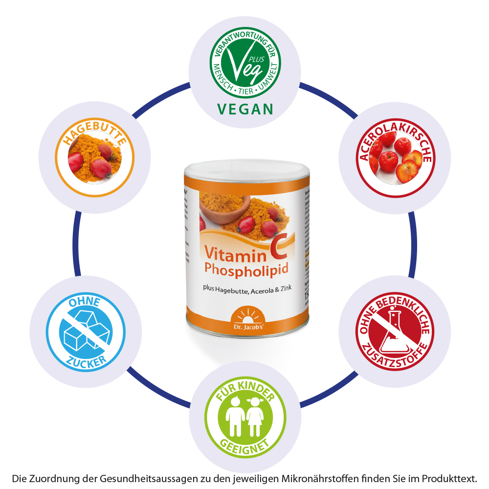 Dr. Jacob's Vitamin-C-Phospholipid Hagebutte Acerola Pulver
