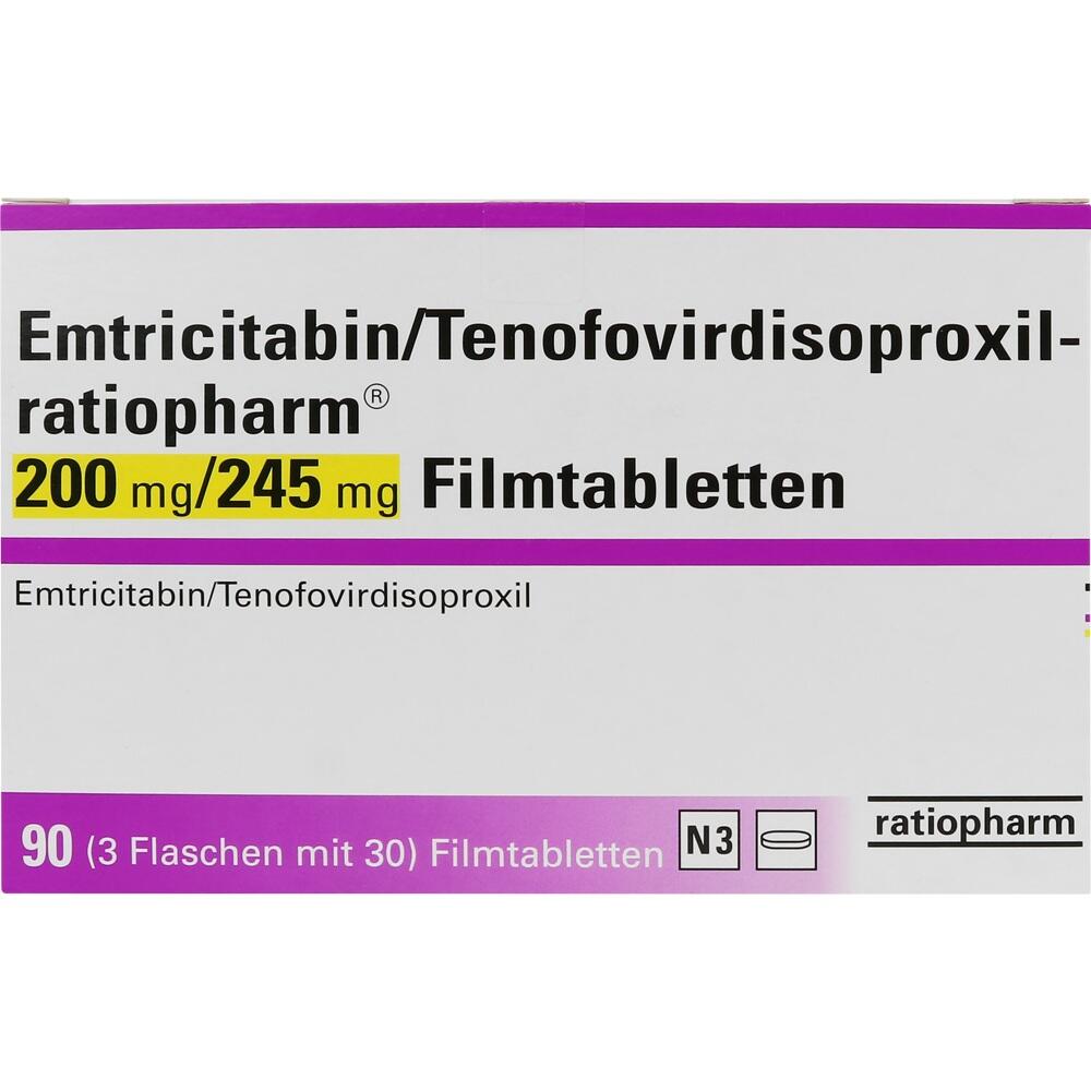 EMTRICITABIN/Tenofovirdisoproxil ratio 200/245 mg 3X30 St Filmtabletten