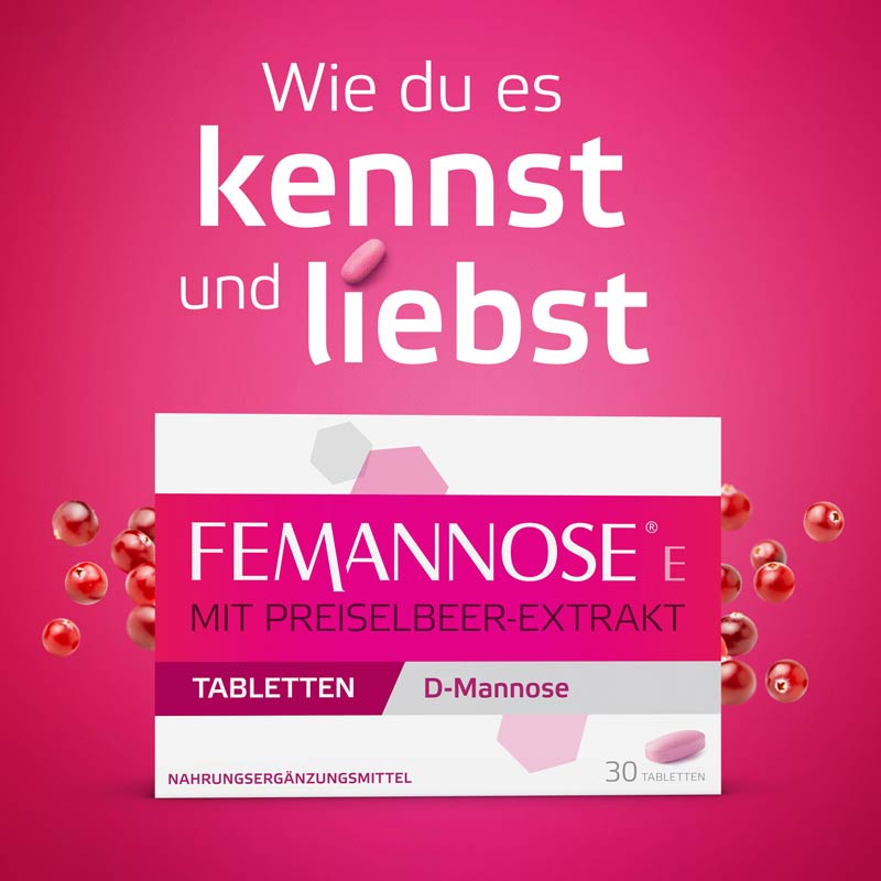 FEMANNOSE E MIT PREISELBEER-EXTRAKT TABLETTEN D-Mannose 30 St Tabletten
