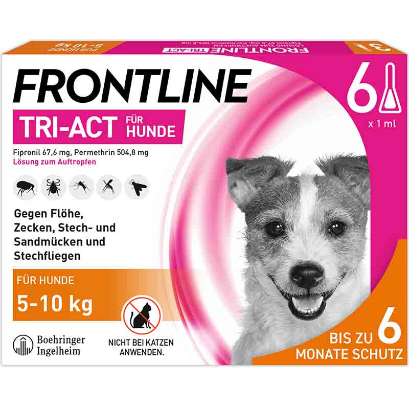 FRONTLINE TRI-ACT gegen Zecken, Flöhe und fliegende Insekten für Hunde S (5-10 kg)  6 St Lösung