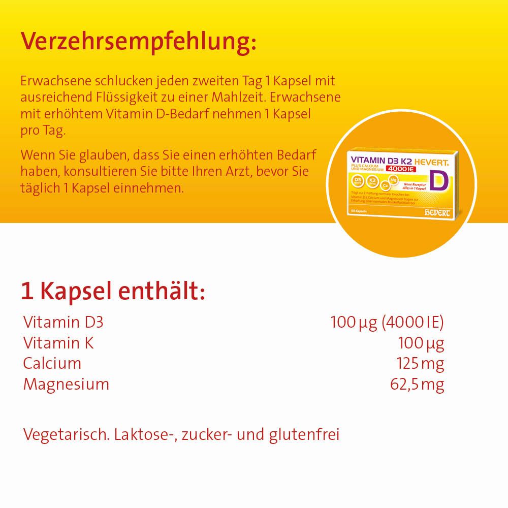 VITAMIN D3K2 HEVERT 4000IE 120 St Kapseln