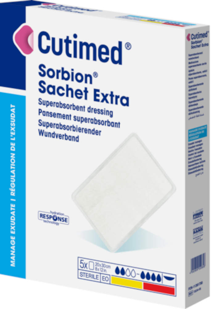SORBION Cutimed Sachet Extra Wundaufl.10x10 cm 5 St Pflaster