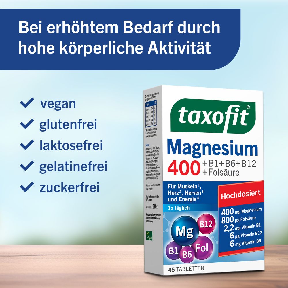 taxofit Magnesium 400 +B1+B6+B12+Folsäure 45 St Tabletten