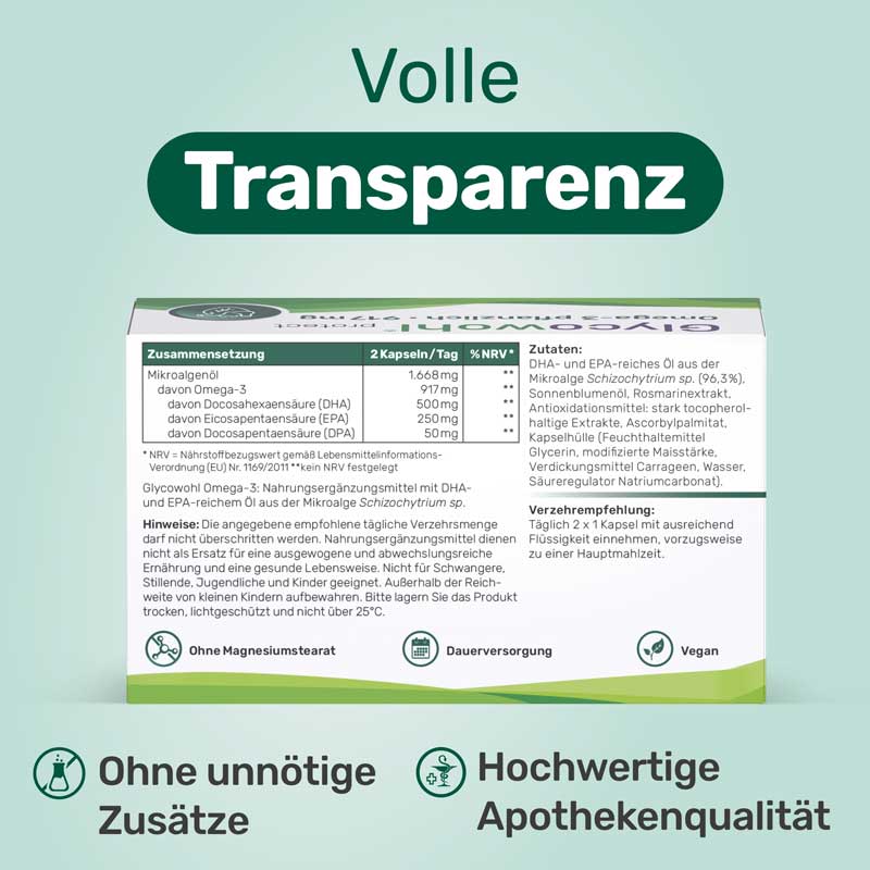 Glycowohl protect Omega-3 pflanzlich 917 mg 60 St Kapseln