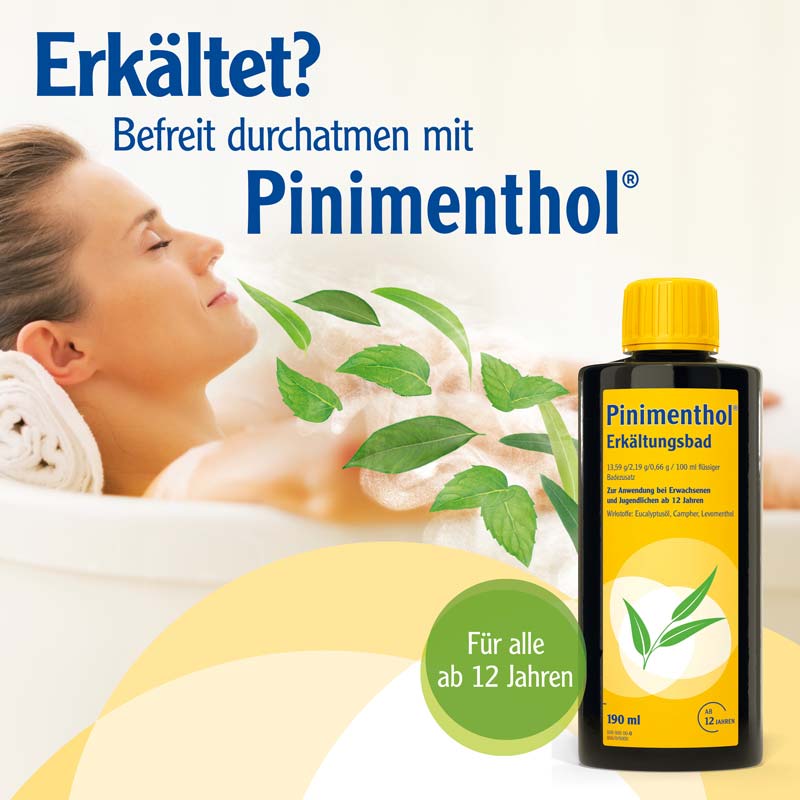 Pinimenthol Erkältungsbad ab 12 Jahren - mit Eucalyptusöl, Menthol und Campher 1000 ml Bad