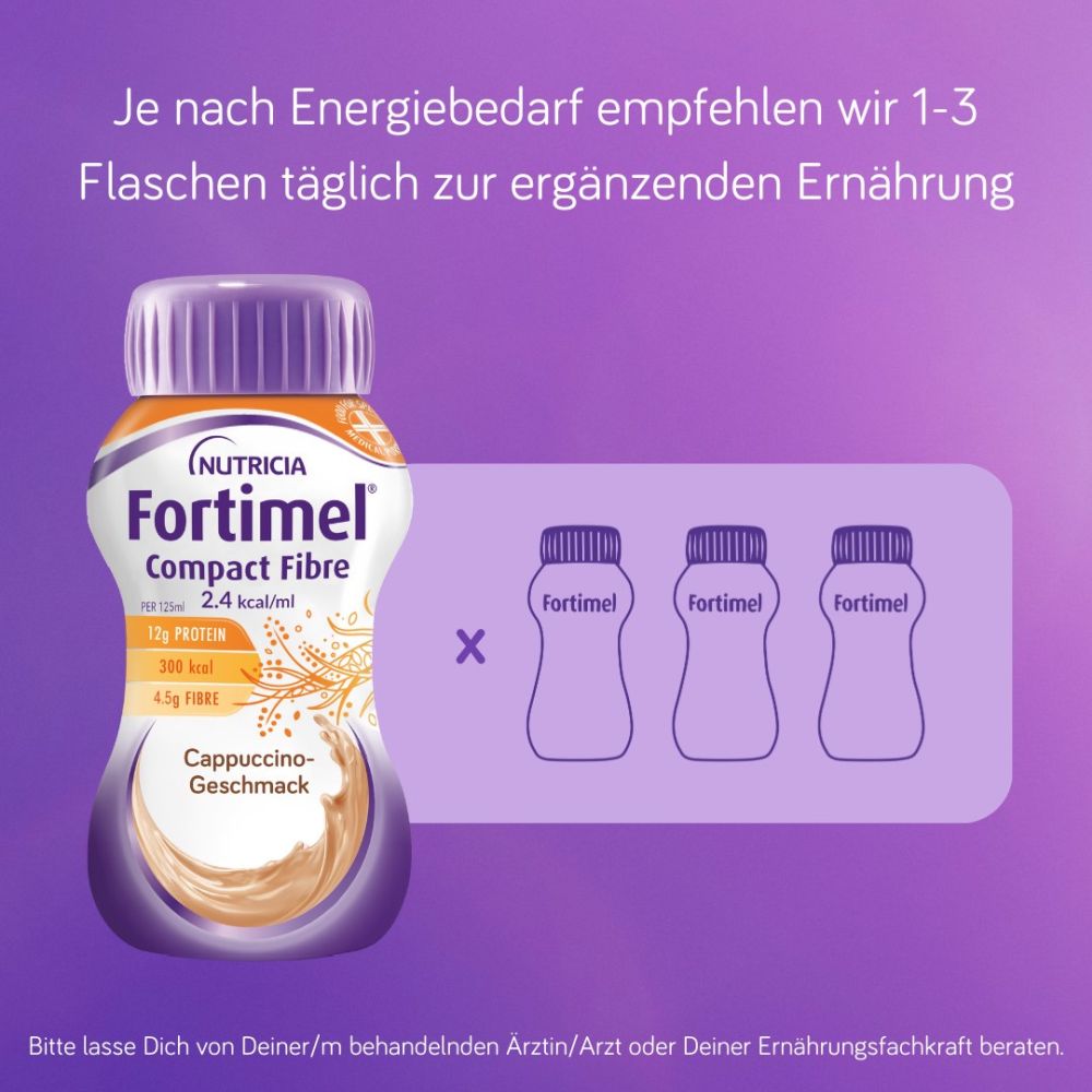 Fortimel Compact Fibre 2.4 Trinknahrung Cappuccino 8X4X125 ml Flüssigkeit