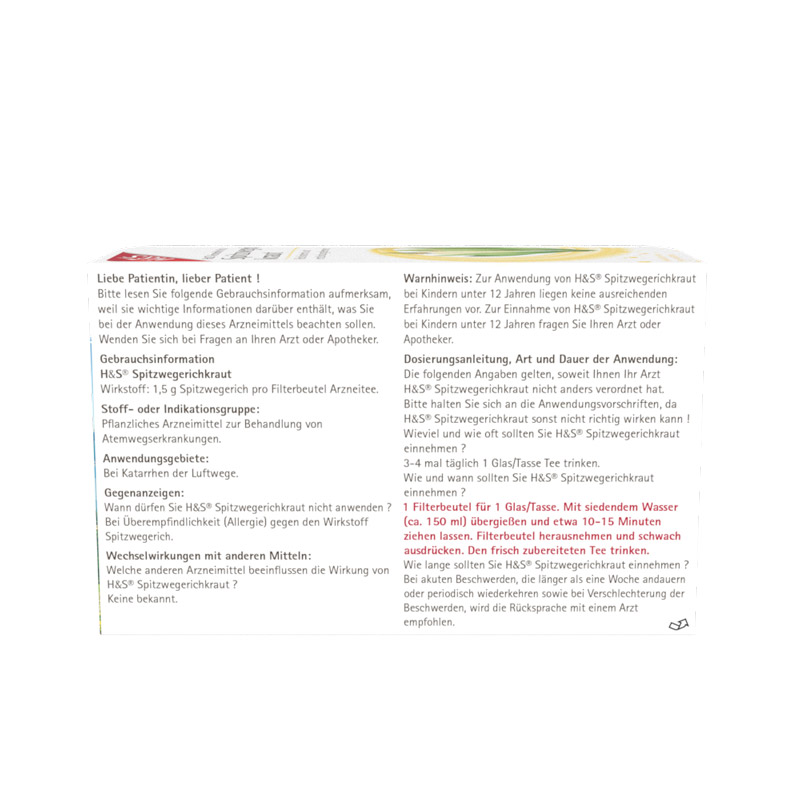 H&S Arzneitee Spitzwegerichkraut 20X1.5 g Filterbeutel