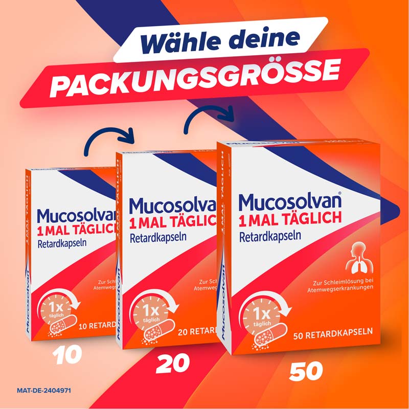 MUCOSOLVAN 1x täglich Retardkapseln Schleimlöser  10 St Retard-Kapseln