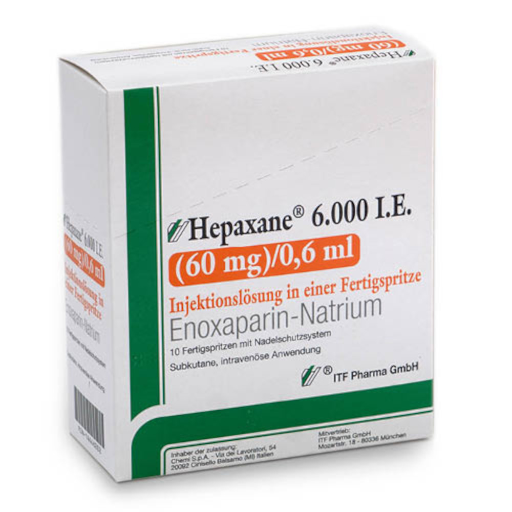 Hepaxane 6.000 I.E. 60mg/0,6ml 10 St Injektionslösung in einer Fertigspritze
